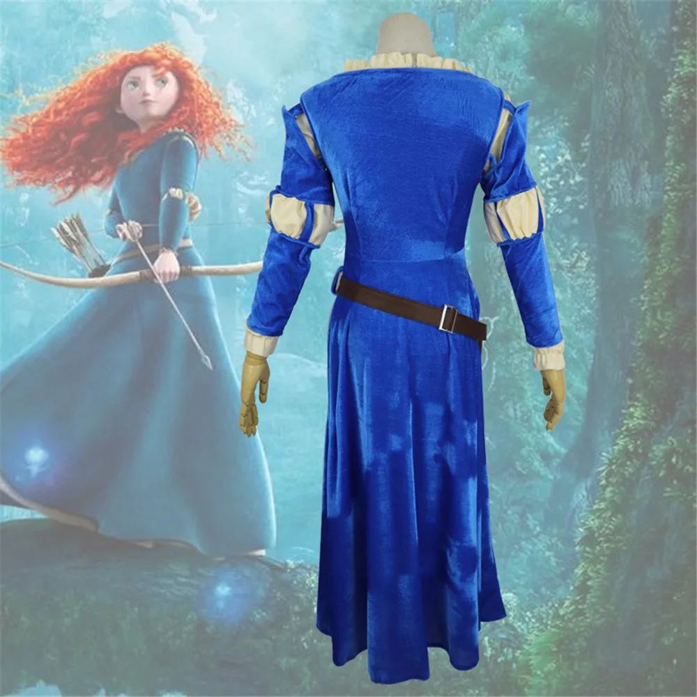 Женская Принцесса Мерида костюмы для взрослых Косплей Храбрая сердцем платья