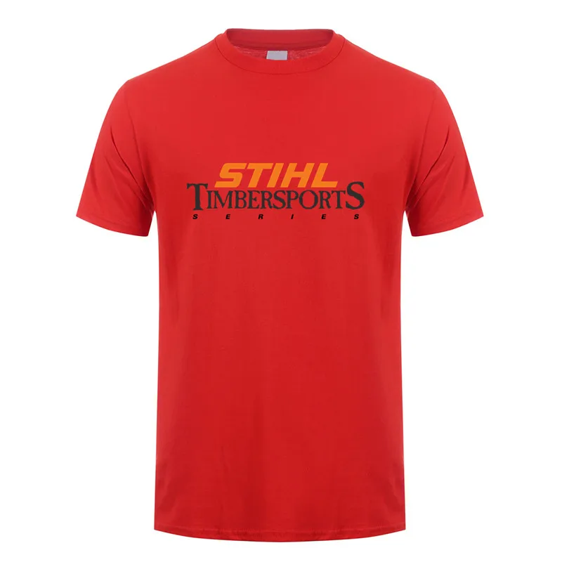 red Stihl Timbersports серия футболка мужская с коротким рукавом хлопок лето Человек Stihl Футболка мужская футболка DS-004 - Цвет: red