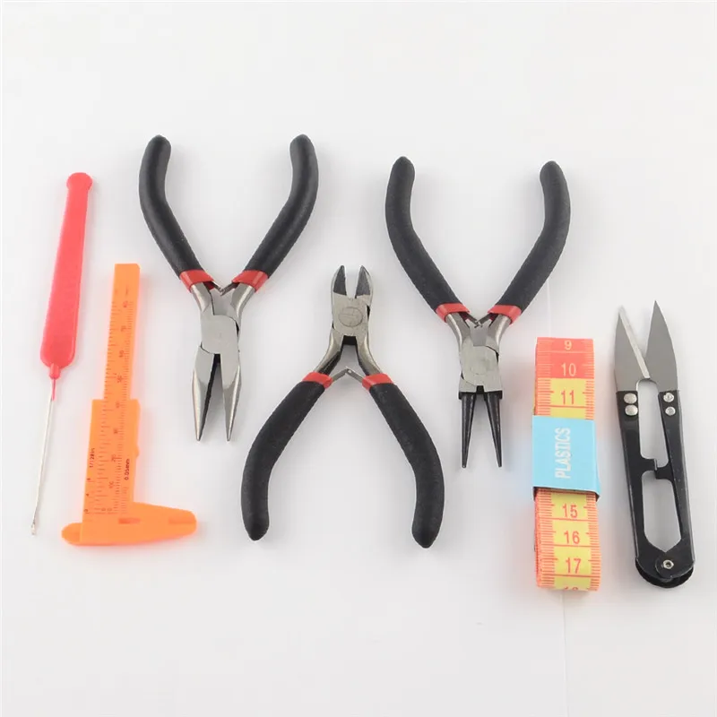R073-05 Pandahall для изготовления ювелирных изделий DIY плоскогубцы инструменты набор плоских круглых плоскогубцев щипцы для резки проволоки кольца ножницы иглы Бисероплетение пинцет - Цвет: R073-05
