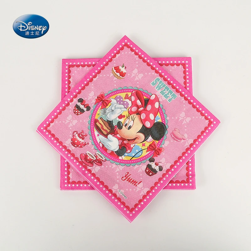 Мультфильм Минни Маус аксессуары для салфеток Дети сувениры для вечеринки ко дню рождения бумажные салфетки одноразовая посуда ткани 10 шт