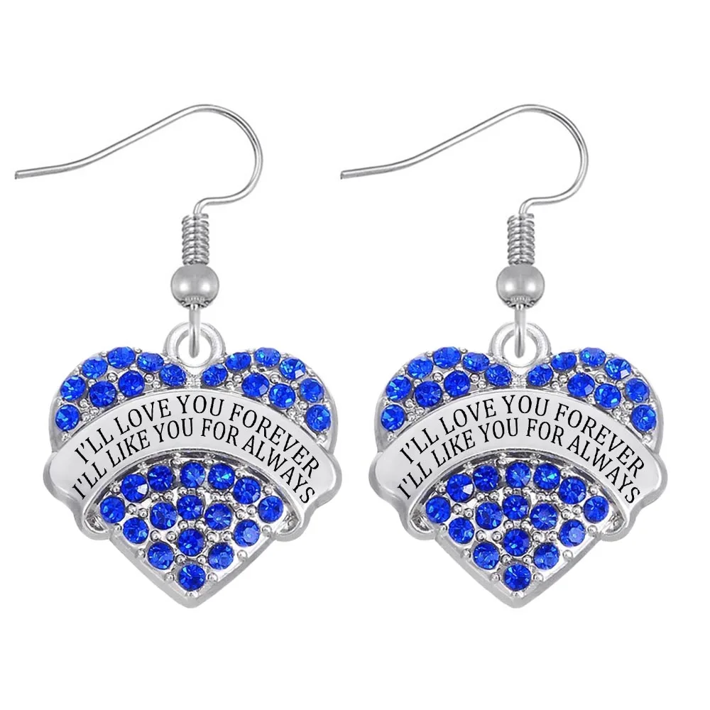 Beautiful crystal inlaid romantic love confession jewelry earrings I'LL LOVE YOU FOREVER LIKE FOR ALWAYS charm eardrop | Украшения и