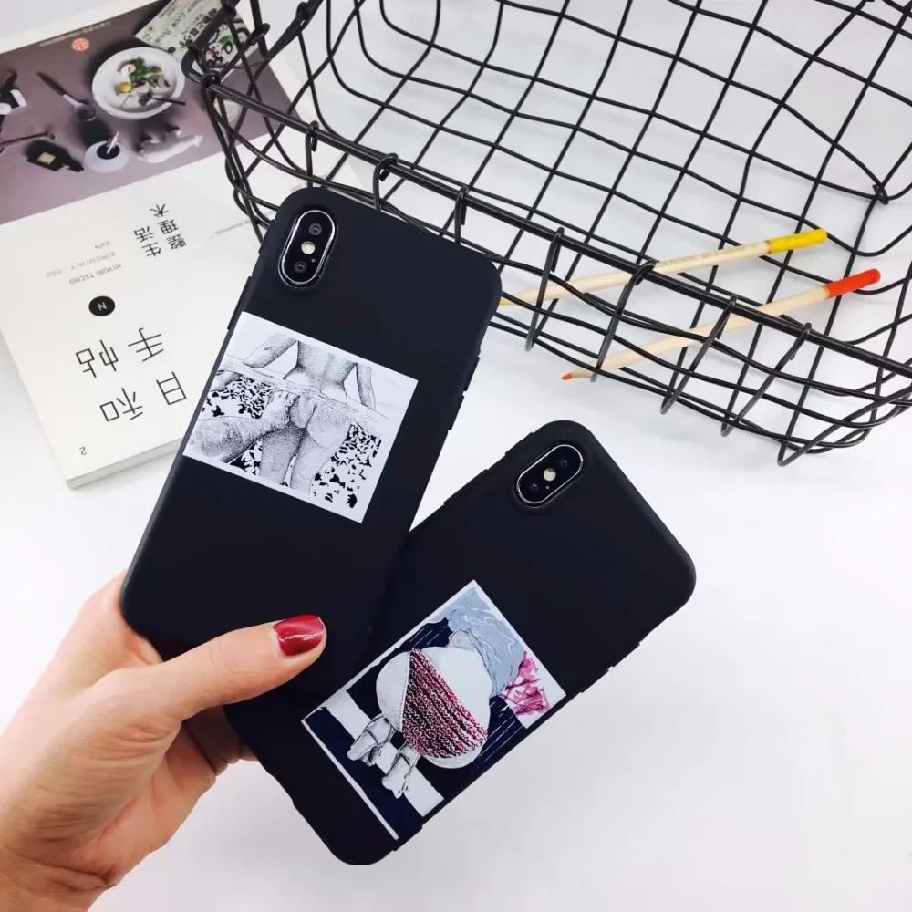 IMIDO Funny Cartoon Phone Case For iphone X Cover Touch arse sexy Abstract Letter Print 6S 6 Plus 7 8 plus | Мобильные телефоны и