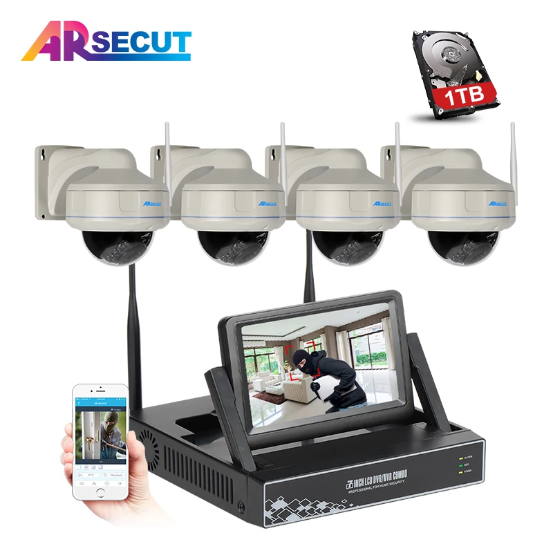 7'hd ЖК дисплей plug &amp play 4ch Беспроводной NVR комплект видеонаблюдения безопасности