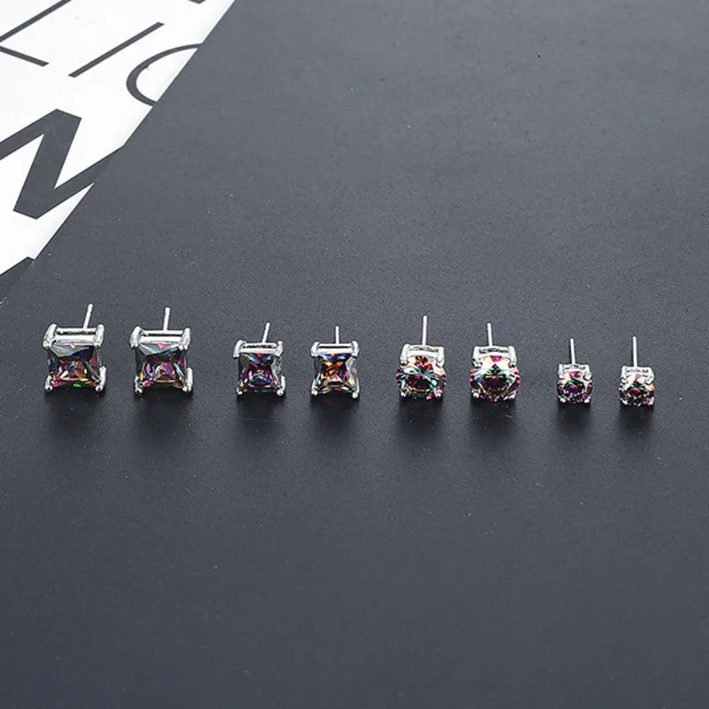 Серьги-гвоздики с кристаллами радужной расцветки для мужчин и женщин | Украшения