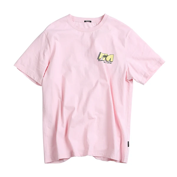pink SIMWOOD, летняя Новинка, футболка с буквенным принтом, Мужская модная футболка, хлопок, брендовая одежда, высокое качество, топ 190151 - Цвет: pink
