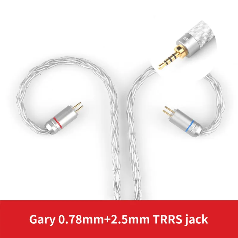 Gray 0.78mm 2.5mm Лампа указателя 16 Core с серебряным покрытием 2,5/3,5/4,4 мм балансный кабель для 0,75 0,78 2pin/разъемом mmcx обновления Hifi кабель для лампа указателя V80/плотным верхним ворсом KZ/TFZ - Цвет: Gray 0.78mm 2.5mm
