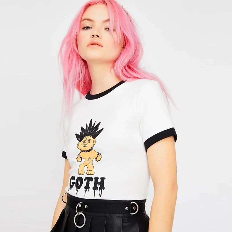 Готическая повседневная женская футболка с принтом Goth Doll летние тонкие крутые