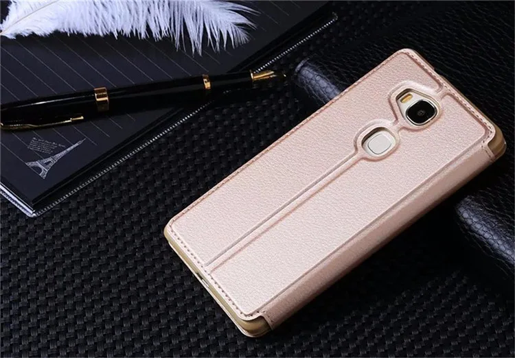 Роскошный кожаный флип-чехол с окошком для huawei Honor 5X X5 GR5 GR5W Kiw-L21 чехол-подставка для телефона с функцией автоматического сна