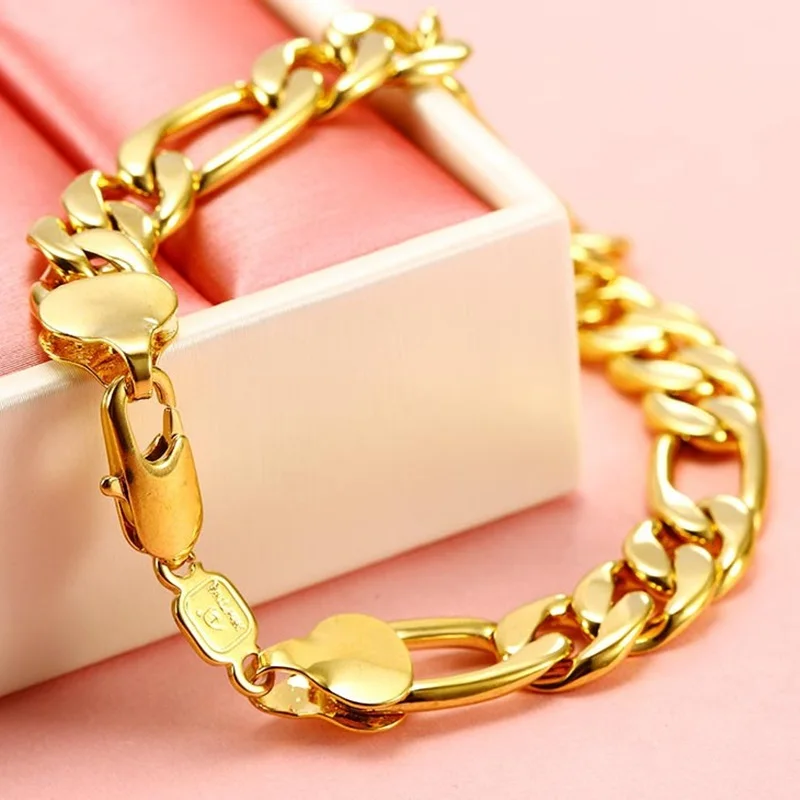 OMHXFC Wholesale European Fashion Man Male Party Birthday Wedding Gift Figaro Wide Thick Link Chain 24KT Gold Bracelet ES100 | Украшения и