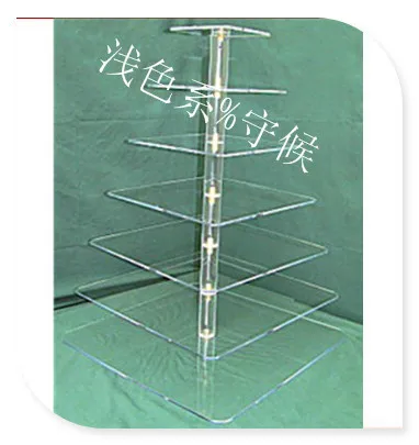 

free shipping 7 Tier Square Clear Acrylic Cupcake Stand Lucite Weeding Maypole Cake Display Stand For Decoration