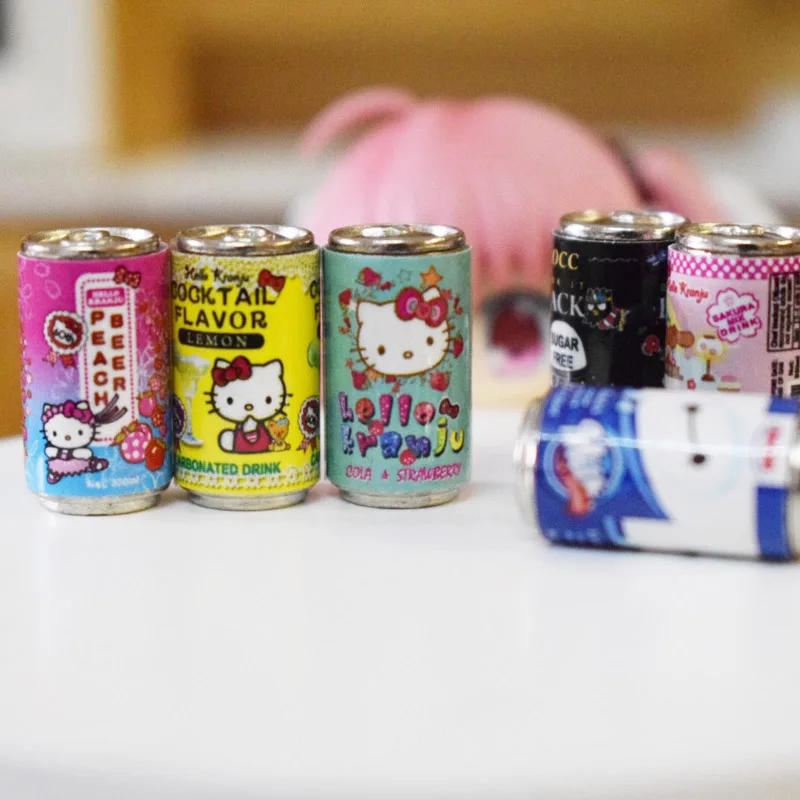 Симпатичные 6 шт./партия 1:6 весы миниатюрные hello kitty напитки миниатюрная кукольная кухня игрушки в виде угощений аксессуары