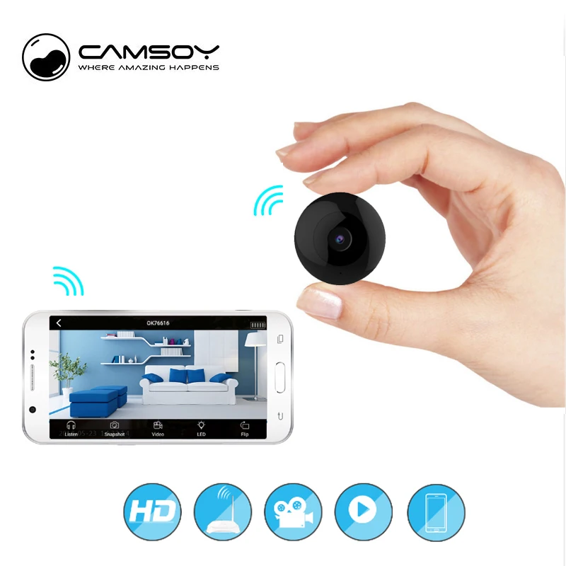 Беспроводная ip камера Camsoy mini Wi Fi ночное видение Радионяня датчик движения