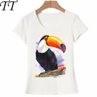 Очень яркая футболка с тропическим принтом, летняя модная женская футболка с акварельным принтом, повседневные женские топы, Милая женская футболка