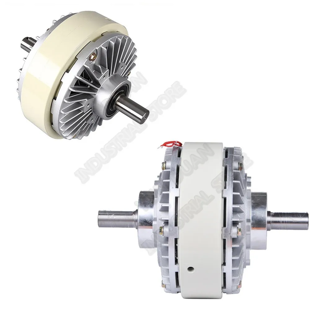 

5 кг, 50 Нм, 24 В постоянного тока, двойной вал, двойной 2-осевой магнитный порошковый тормоз сцепления для намотки мешков контроля натяжения, печатная машина для окрашивания