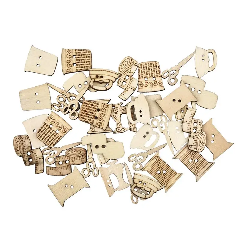 100 шт. новые швейные инструменты в форме смешанных деревянных кнопок деревянная