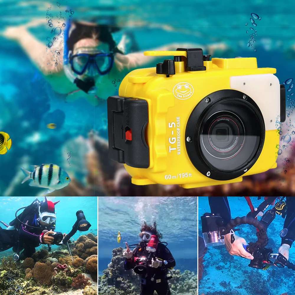SeaFrogs 60 м/195ft подводный камера корпус чехол для Olympus TG5 водонепроницаемый камеры + 67