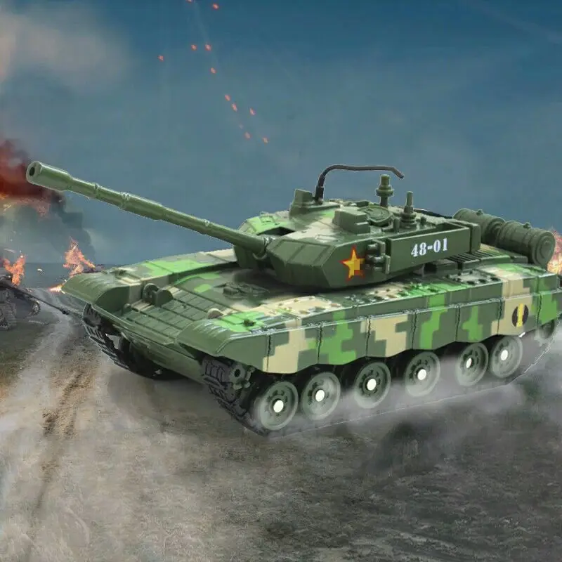 1:48 Танк боевой игрушечный танк модель классический вращение Музыка LED игрушки