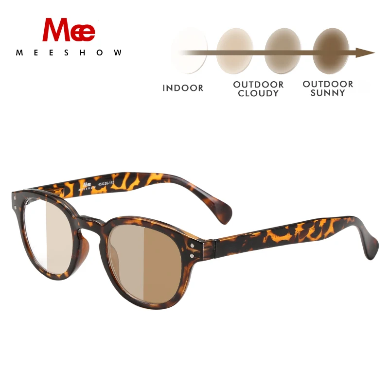 Demi Photo Brown MEESHOW, очки по рецепту, женские солнцезащитные очки, фотохромные очки, мужские ретро очки, очки для близорукости, очки для чтения 0,5 UV400 1513 - Цвет оправы: Demi Photo Brown