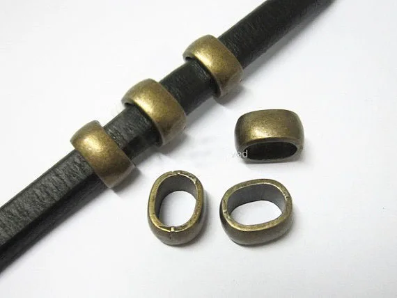 Толстые овальные бусины Античная бронза гладкая лакричная кожа фурнитура LF01B |