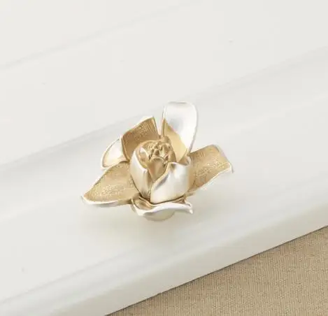 Champagne gold Шампанское золото роза цветок комод ручка круглые ручки для ящиков Ручки для кухонного шкафа дверные ручки ручка для шкафа ручки - Цвет: Champagne gold