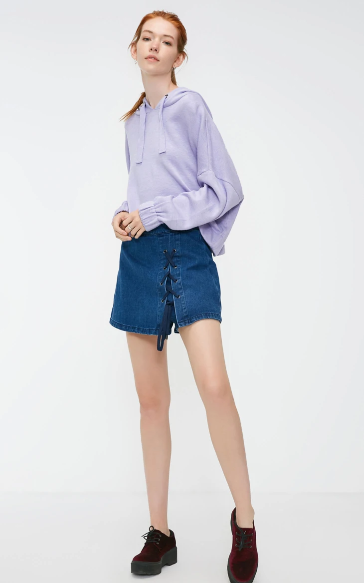 Vero what Moda на шнуровке декоративный хлопок джинсовая юбка | 318343508