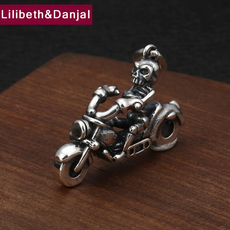 2019 Hiphop Punk Skull Motorcycle Pendant 100% 925 Sterling Silver Men Women Necklace Jewelry making sieraden maken P32 | Украшения и