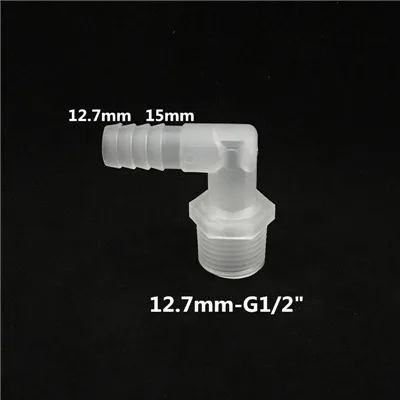 12.7mm-G1l2 1 шт. 1/" резьба до 6,4 мм-12,7 мм пластиковый Локоть шланга разъем рыба трубка для резервуара адаптеры - Цвет: 12.7mm-G1l2