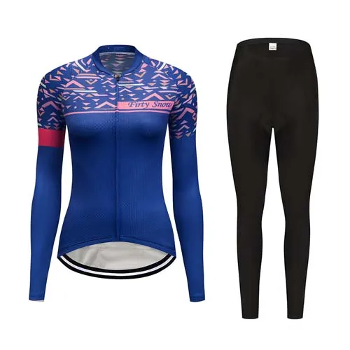 jersey and pants Летний комплект из Джерси с длинным рукавом для велоспорта, Женская дышащая одежда для велоспорта, одежда для горного велосипеда - Цвет: jersey and pants