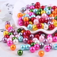 wholesale pearl 4mm 100pcs mix colors round acrylic beads hole imitation pearls for crafts needlework loose beads jewelry making