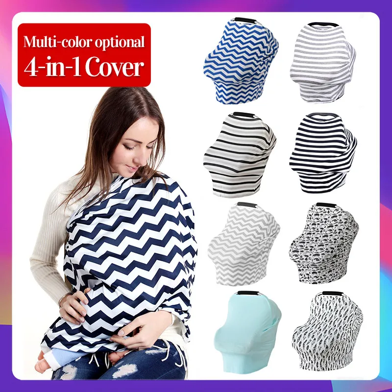 Baby Car Seat Canopy Nursing Cover Multi-Use Stretchy Infinity Scarf Breastfeeding Shopping Cart High Chair for Boys and Girls