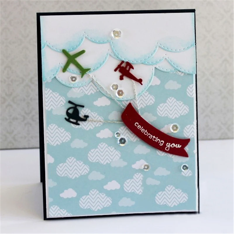 Naifumodo 4 Pcs/lot Metal Cutting Dies Scrapbooking for Card Making DIY Embossing Cuts New Craft Various Aircrafts Element | Дом и сад