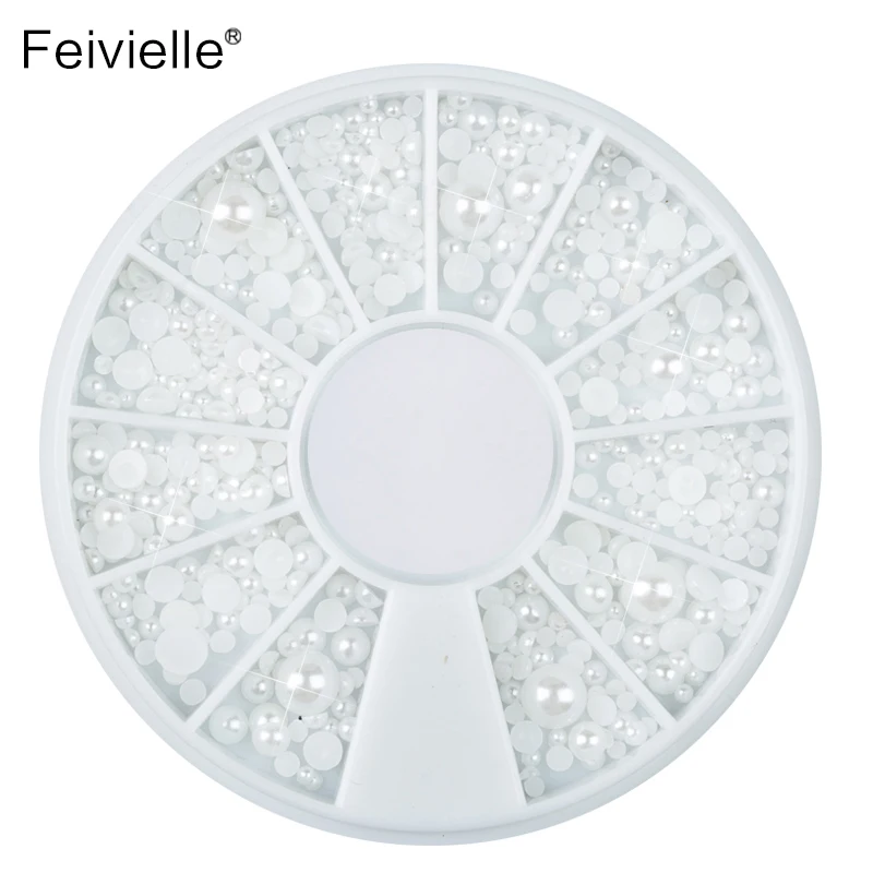Feivielle 1 колесо смешанные 4 размера белые камни Стразы для ногтей Сделай Сам