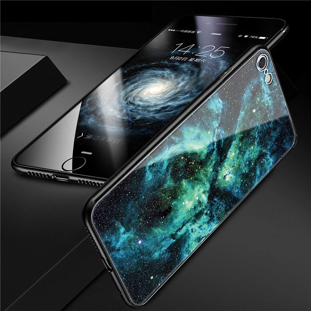 Закаленное стекло роспись звездное небо чехол для iphone x Роскошный телефон