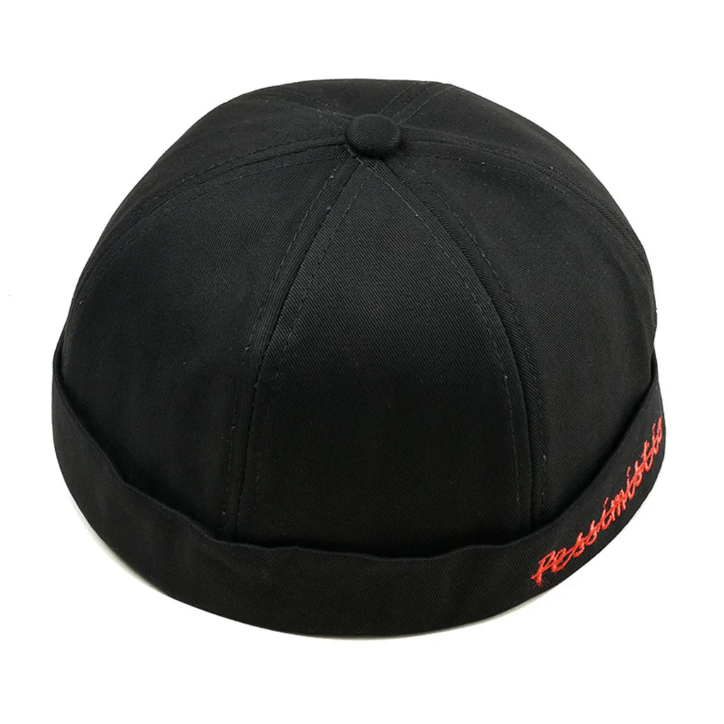 Black Мужская Женская моющаяся хлопковая шапка с отворотом без козырька Весна и лето винтажная шлифовальная хип-хоп шляпа для мужчин и женщин патч - Цвет: Black