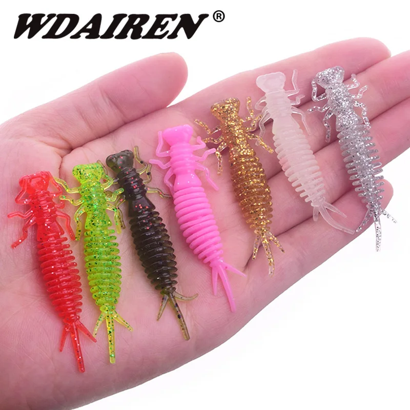 Купи 10PCS worm Fishing Lures 55mm 1.2g Swim bait Wobblers Artificial Easy Shiner Silicone shrimp Salt Scent Soft Bait Carp Bass Lure за 69 рублей в магазине AliExpress