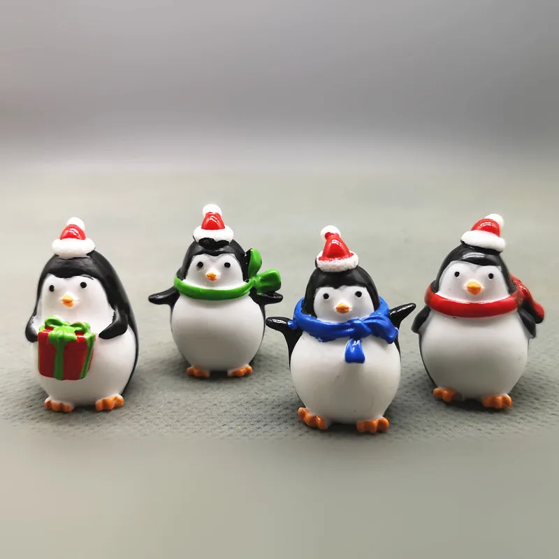 4 pc 4 шт. милый рождественский пингвин фигурка сад изящное украшение стекло DIY Аксессуары Декор интерьера дома Миниатюрная игрушка ремесло - Color: 4 pc