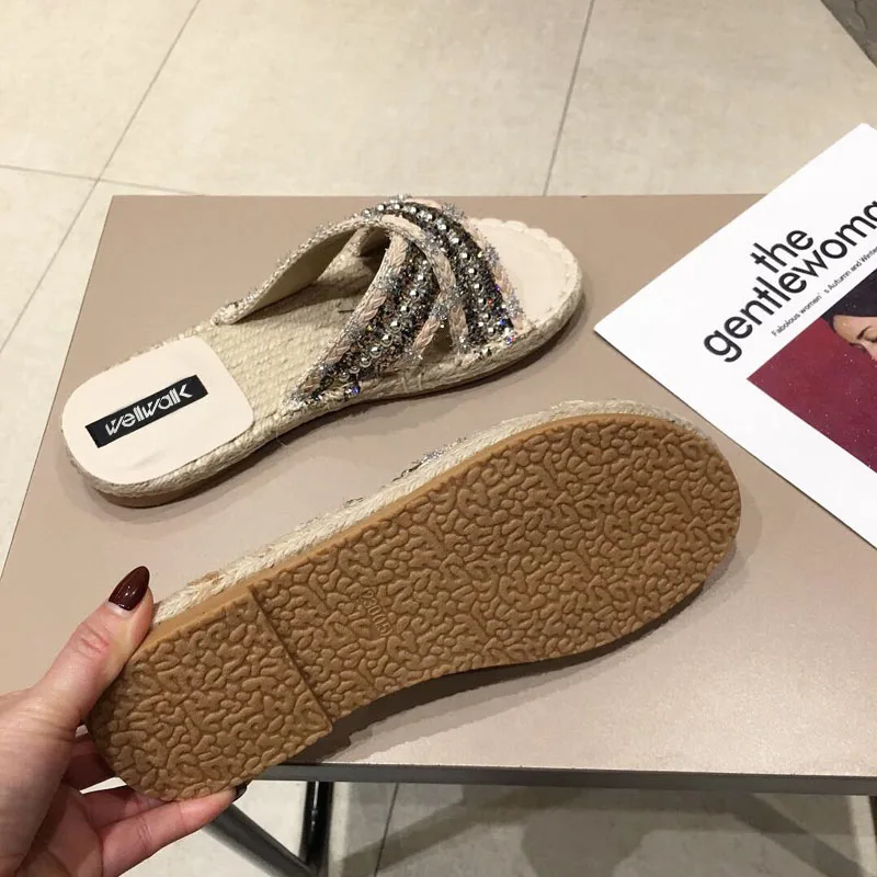 Wellwalk Espadrille шлёпанцы для женщин женская обувь на плоской подошве с перекрестными