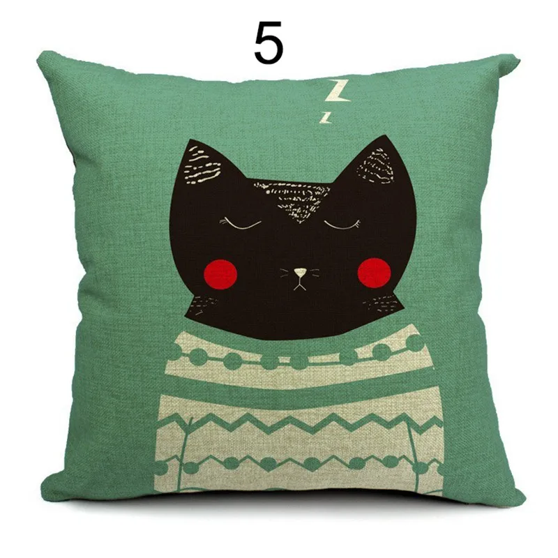

45x45cm Geometric Home Decor Cushion Cover Linen Cotton Decorative Throw Cat Cartoon Meow Stars Thick Cotton linen Pillow