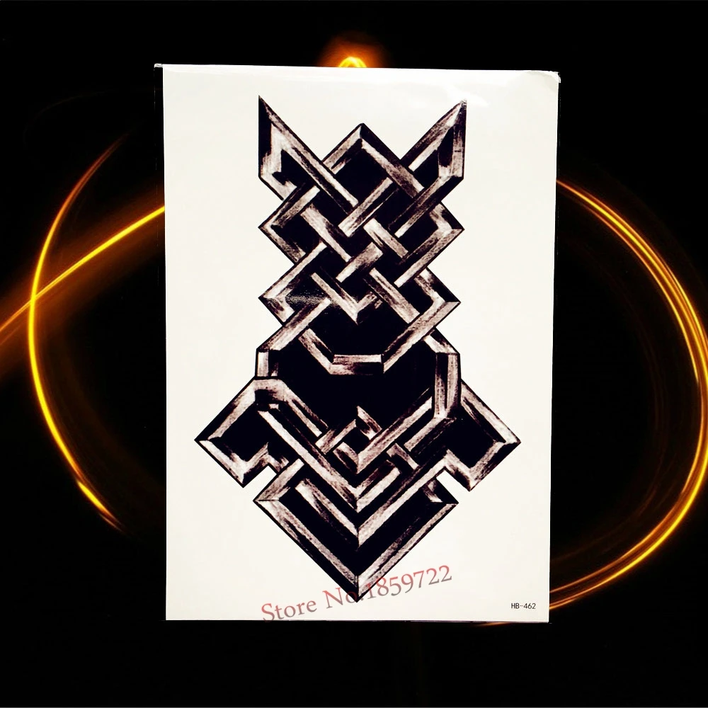 Большой Череп Поддельные вспышки металлик временные татуировки наклейки Дьявол