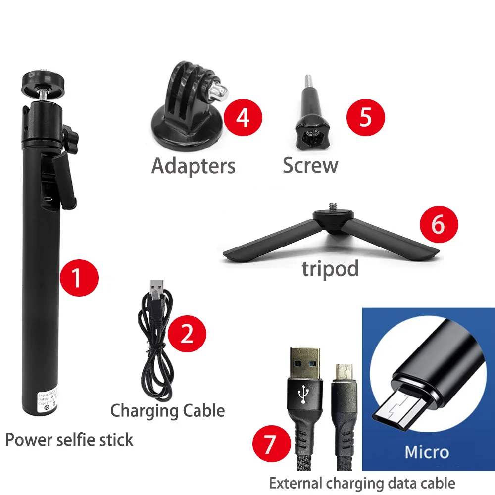 TUYU 2 в 1 ручной 5200 мАч Аккумулятор для камеры селфи палка для DJI OSMO Action GoPro Hero7 6 5 4 sj8 Аксессуары для мобильных телефонов - Цвет: Option-6