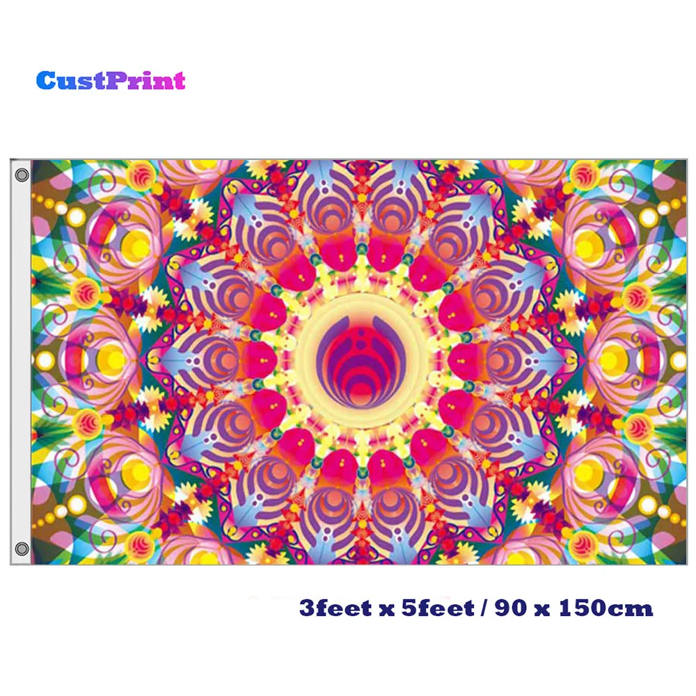 CustPrint 3x5 футов цветной калейдоскоп флаг с изображением Bassnectar 100D полиэфирная