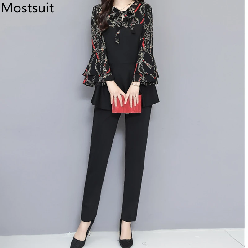 Mostsuit черного цвета с рисунком повседневные Женский комплект 2 шт. 5xl плюс Размеры