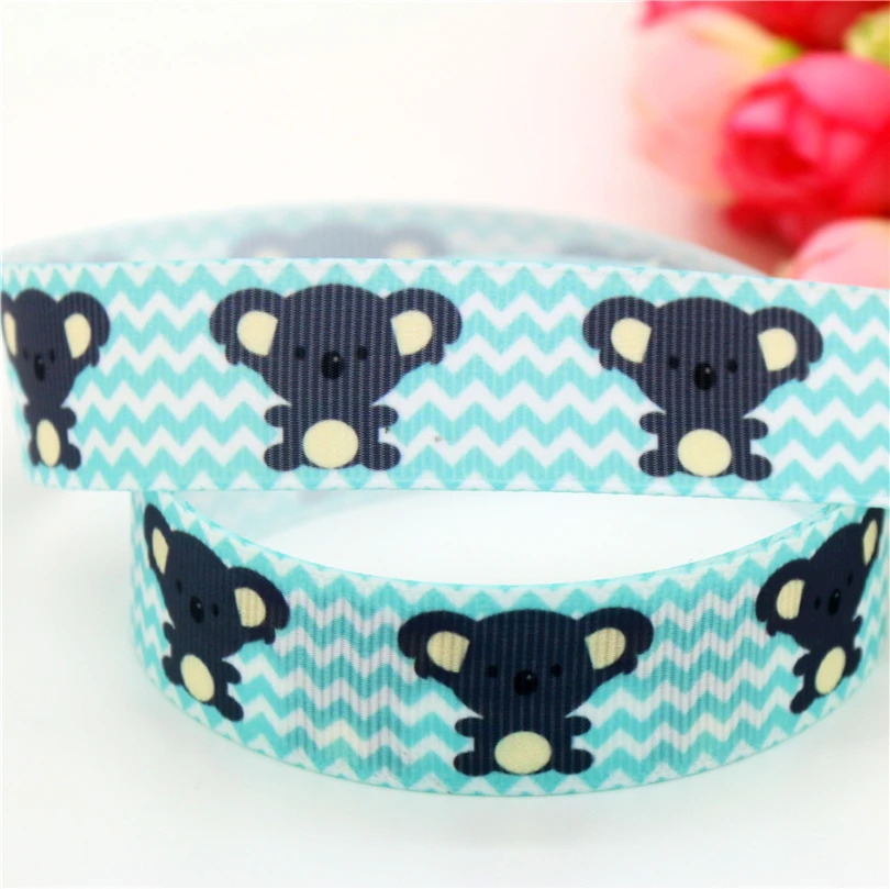 DHK 7/8 'ɵ ярдов Сова коала медведь шеврон печатная корсажная лента головной