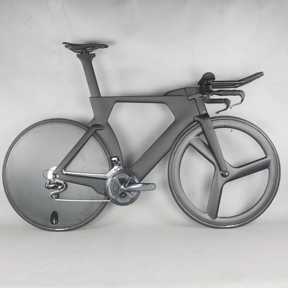 700C Complete Bike TT Bicycle Time Trial Triathlon Carbon Fiber Carbon black color Painting Frame with DI2 R8060 groupset