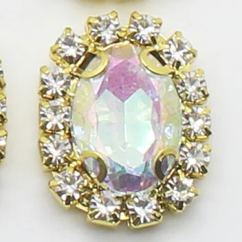 NO.19 LKERAN, 10 шт./лот, 16*20 мм, овальные металлические пуговицы, стразы, акриловые пуговицы, золотые, 4 отверстия, для шитья, сделай сам, ручная работа, украшение для одежды - Цвет: NO.19