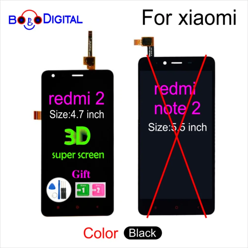 4 7-дюймовый ЖК-дисплей для Xiaomi Redmi 2 кодирующий преобразователь сенсорного экрана