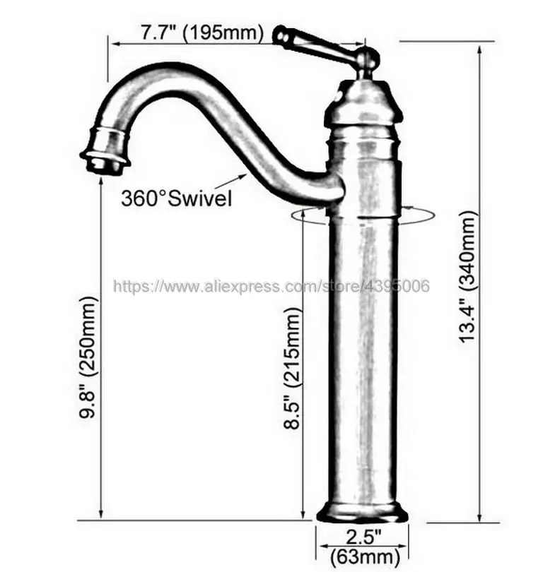 

Antique Brass Basin Faucet Swivel Spout Bathroom Kitchen Faucet Vessel Sink Mixer Tap Deck Mounted Bnf215