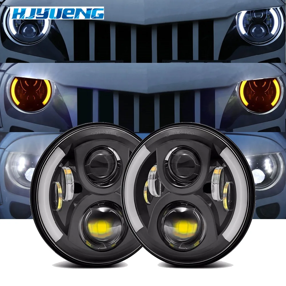 HJYUENG подходит для Jeep wrangler Jk Tj lada niva 4x4 Hummer 7 &quotпроектор фары с объективом дюймов 75