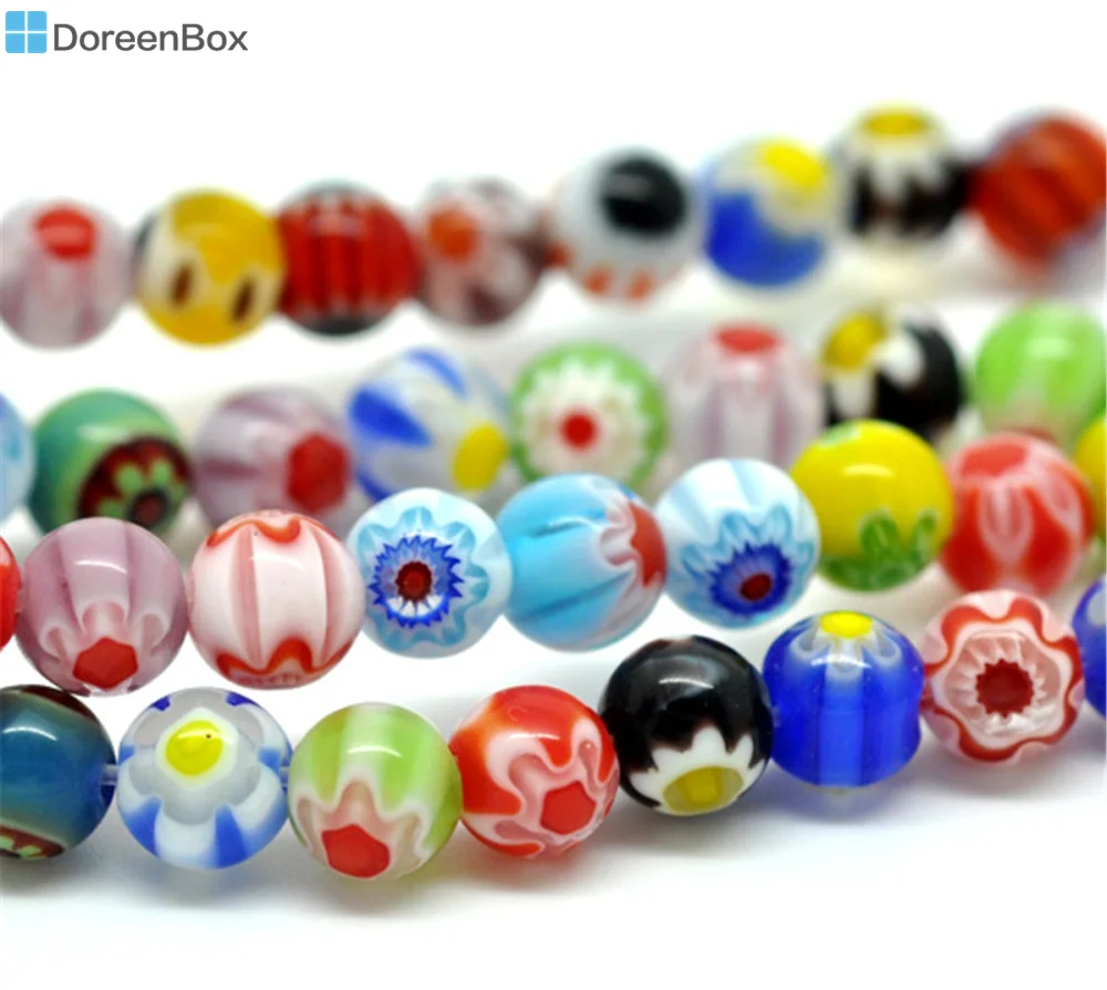 Doreen Box hot 5 нитей milleflower стеклянные лампворк круглые бусины 6 мм (B06831)|round beads|beads 6mmglass