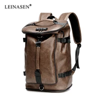new fashion waterproof backpack men backpack leather bookbags mens pu school bags male functional bags big capacity men bag